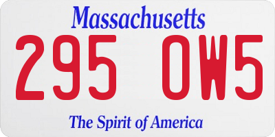 MA license plate 295OW5