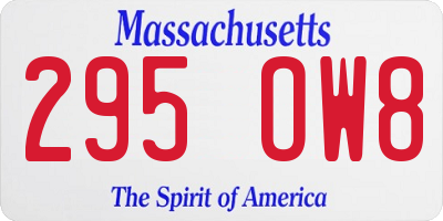 MA license plate 295OW8