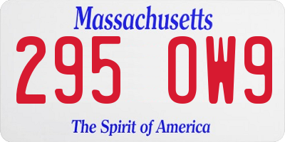 MA license plate 295OW9