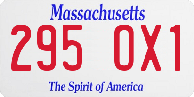 MA license plate 295OX1