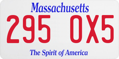 MA license plate 295OX5