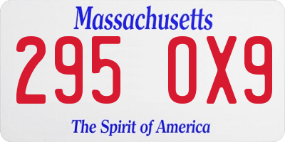 MA license plate 295OX9