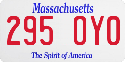 MA license plate 295OY0