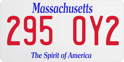 MA license plate 295OY2