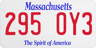 MA license plate 295OY3