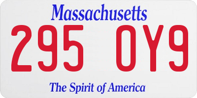 MA license plate 295OY9