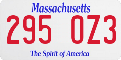 MA license plate 295OZ3