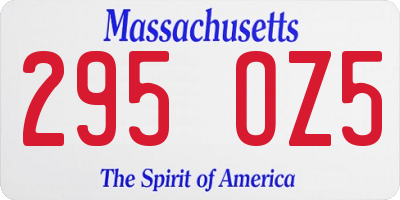 MA license plate 295OZ5