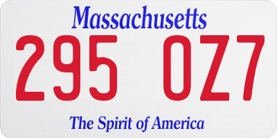 MA license plate 295OZ7