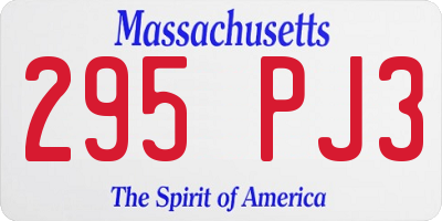 MA license plate 295PJ3