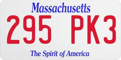MA license plate 295PK3