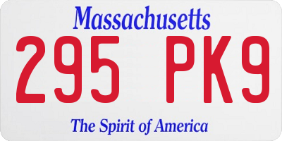MA license plate 295PK9