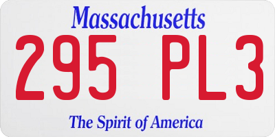 MA license plate 295PL3