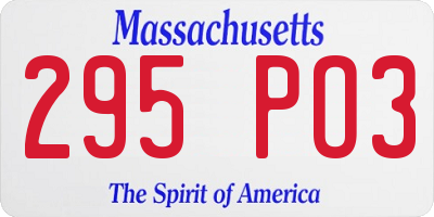 MA license plate 295PO3