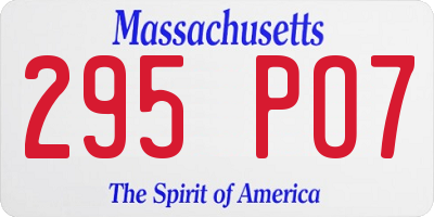 MA license plate 295PO7