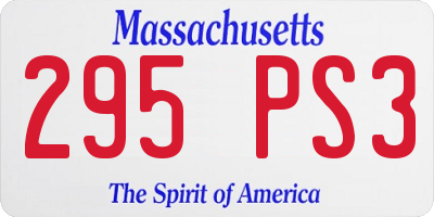 MA license plate 295PS3