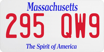 MA license plate 295QW9