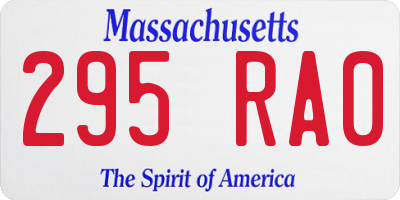 MA license plate 295RA0