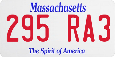 MA license plate 295RA3