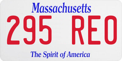 MA license plate 295RE0