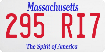 MA license plate 295RI7