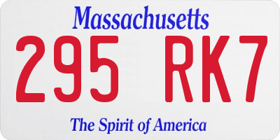 MA license plate 295RK7