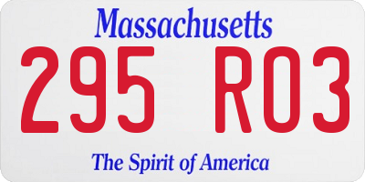 MA license plate 295RO3