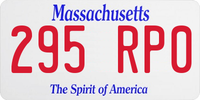 MA license plate 295RP0