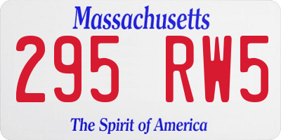 MA license plate 295RW5