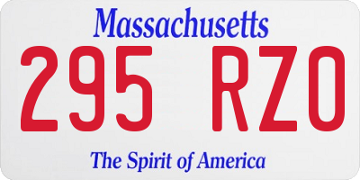 MA license plate 295RZ0