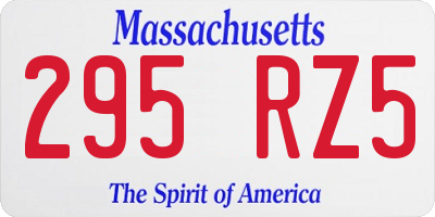 MA license plate 295RZ5
