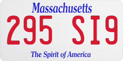 MA license plate 295SI9