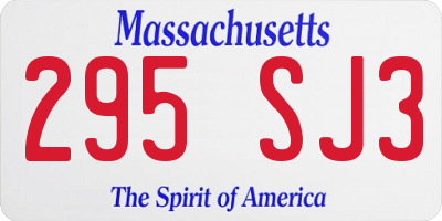 MA license plate 295SJ3