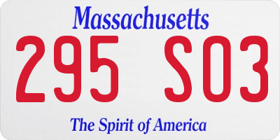MA license plate 295SO3