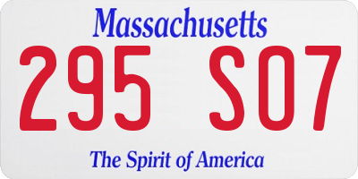 MA license plate 295SO7