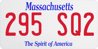 MA license plate 295SQ2