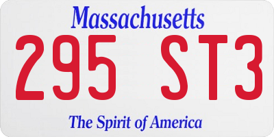 MA license plate 295ST3