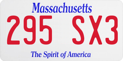 MA license plate 295SX3