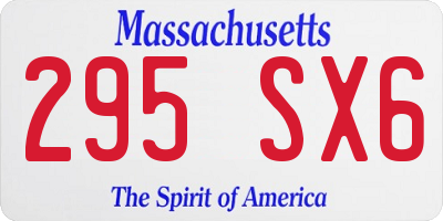 MA license plate 295SX6