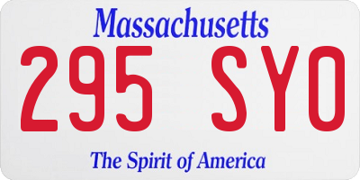 MA license plate 295SY0