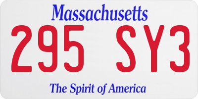MA license plate 295SY3
