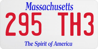MA license plate 295TH3