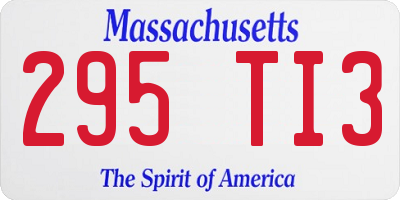 MA license plate 295TI3