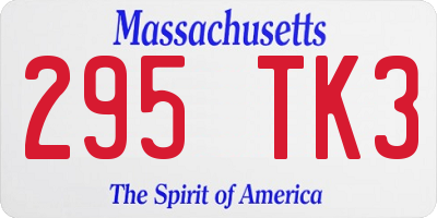 MA license plate 295TK3