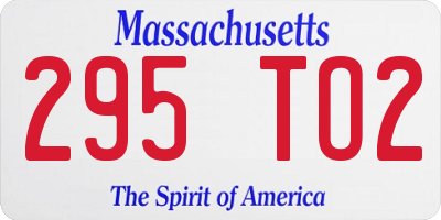 MA license plate 295TO2