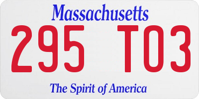 MA license plate 295TO3