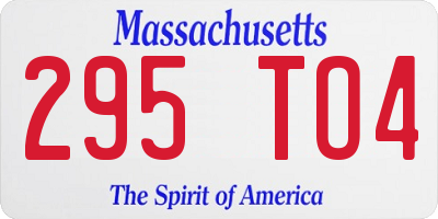 MA license plate 295TO4