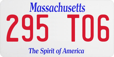 MA license plate 295TO6