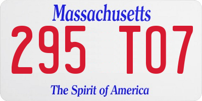 MA license plate 295TO7