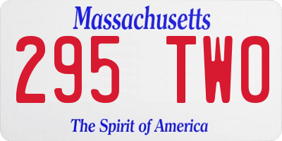 MA license plate 295TW0